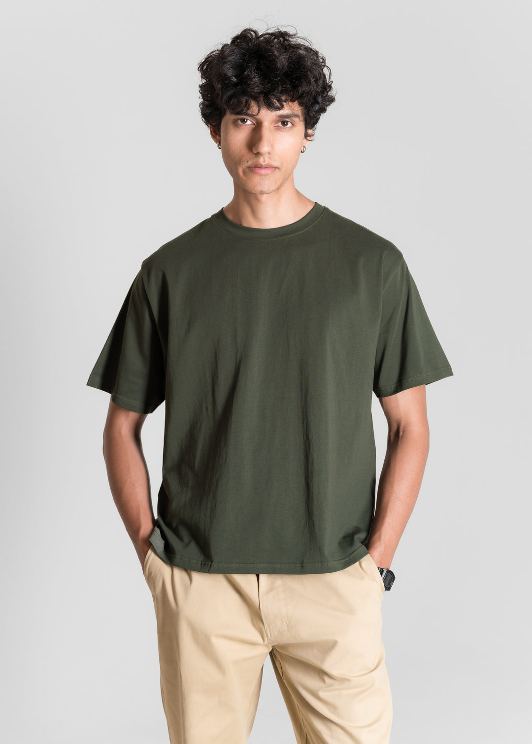Stretch Box-Fit T-shirt — Dark Olive