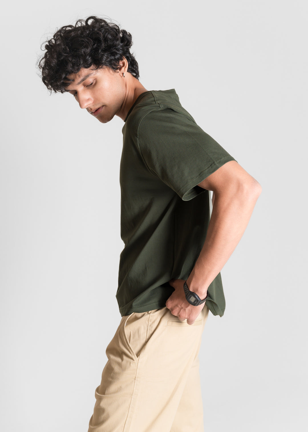 Stretch Box-Fit T-shirt — Dark Olive