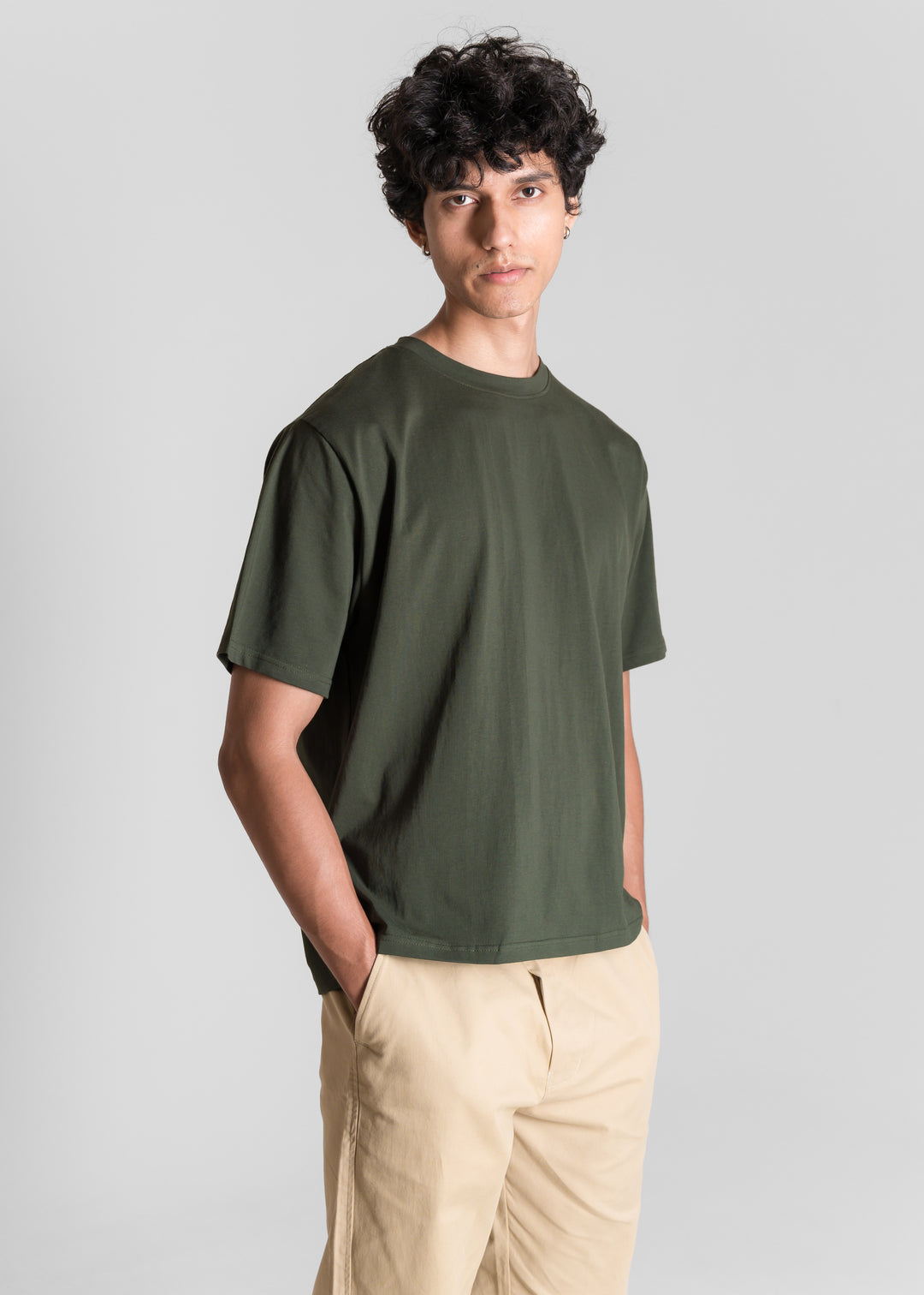 Stretch Box-Fit T-shirt — Dark Olive