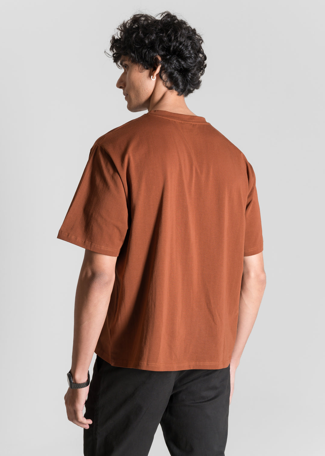 Stretch Box-Fit T-shirt — Brick Brown