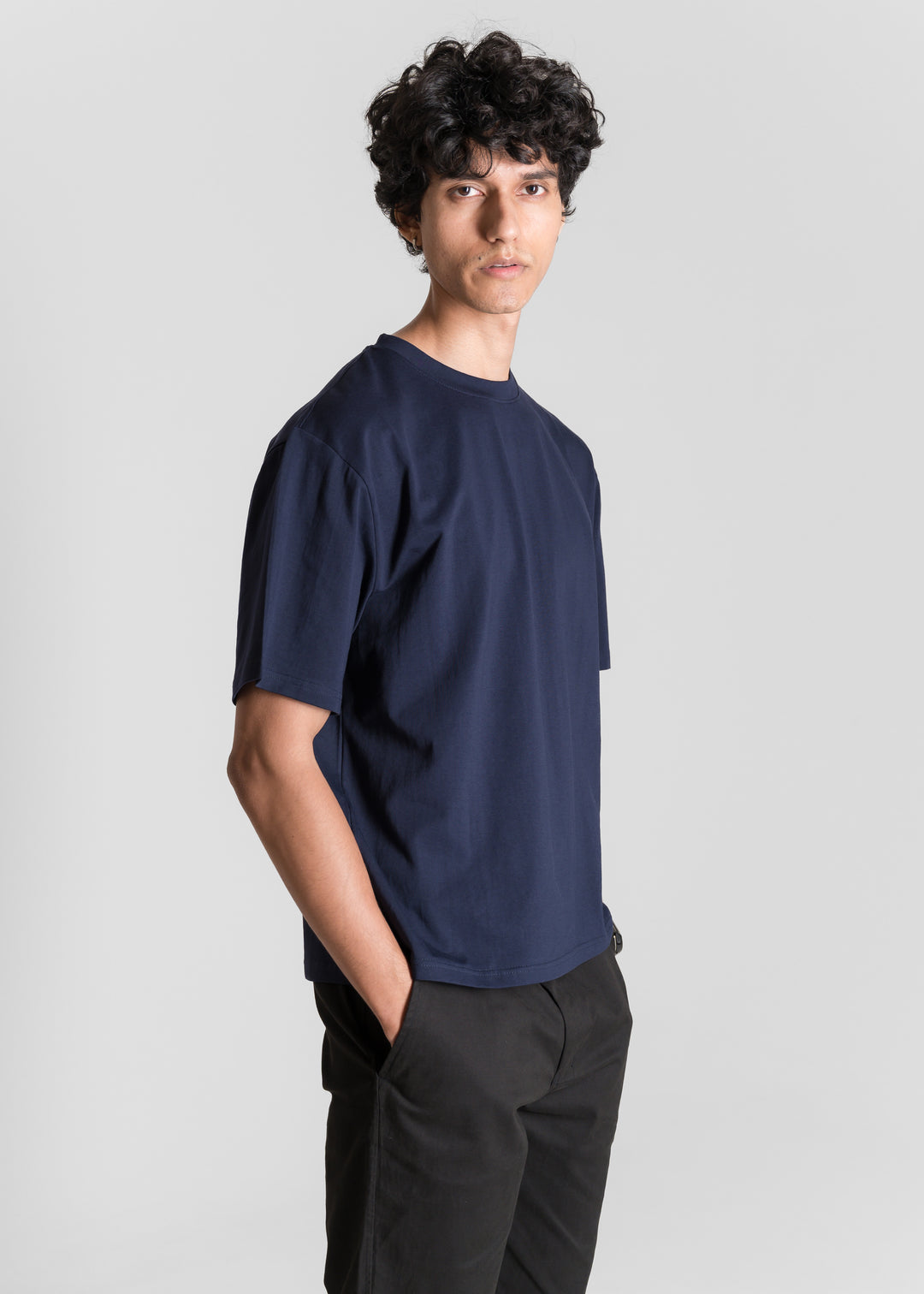 Stretch Box-Fit T-shirt — Navy Blue