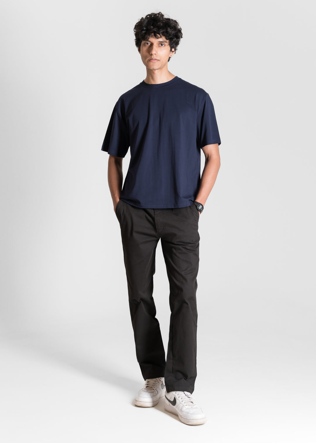 Stretch Box-Fit T-shirt — Navy Blue