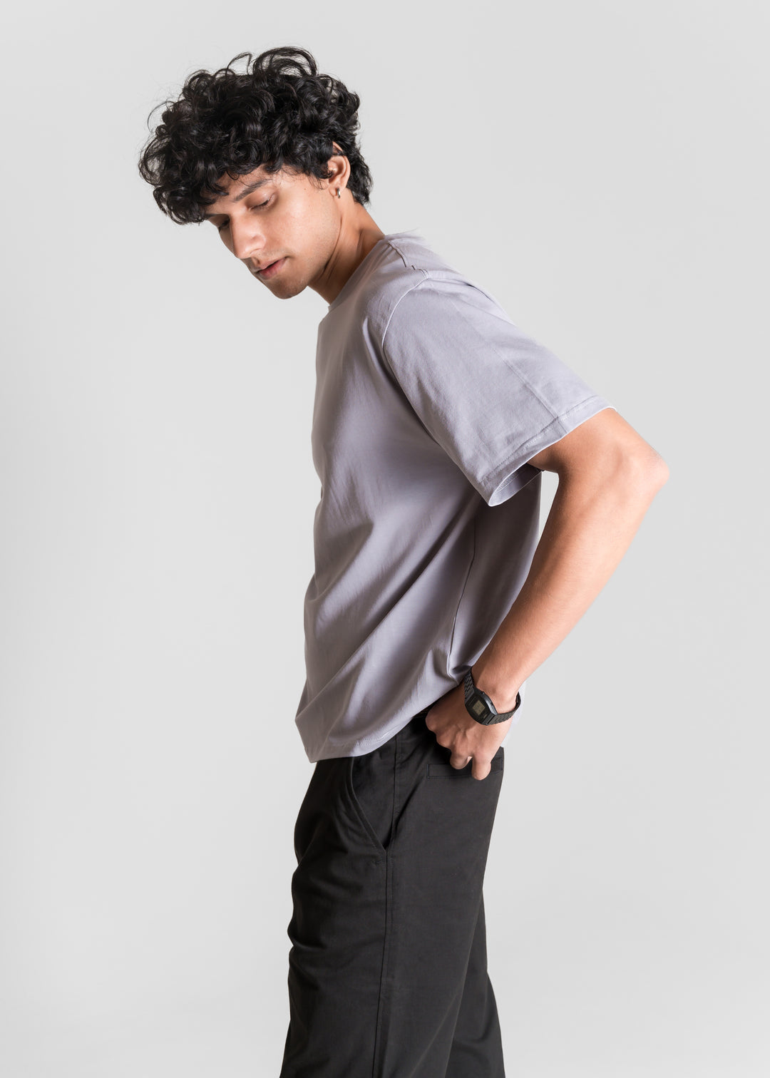 Stretch Box-Fit T-shirt — Steel Grey