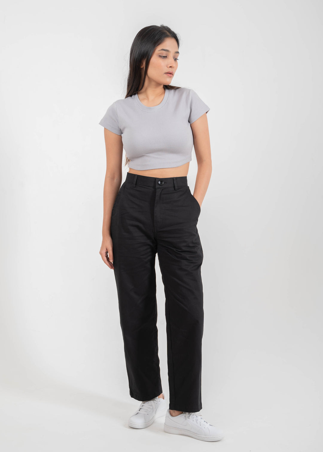 Ribbed All-Day Crop Top — Grey