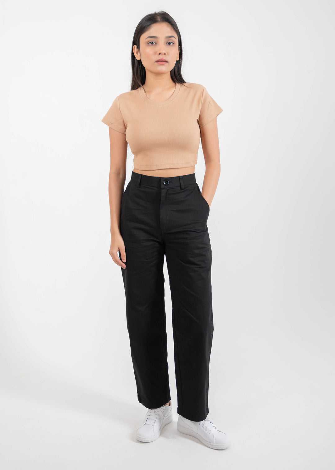 Ribbed All-Day Crop Top — Beige