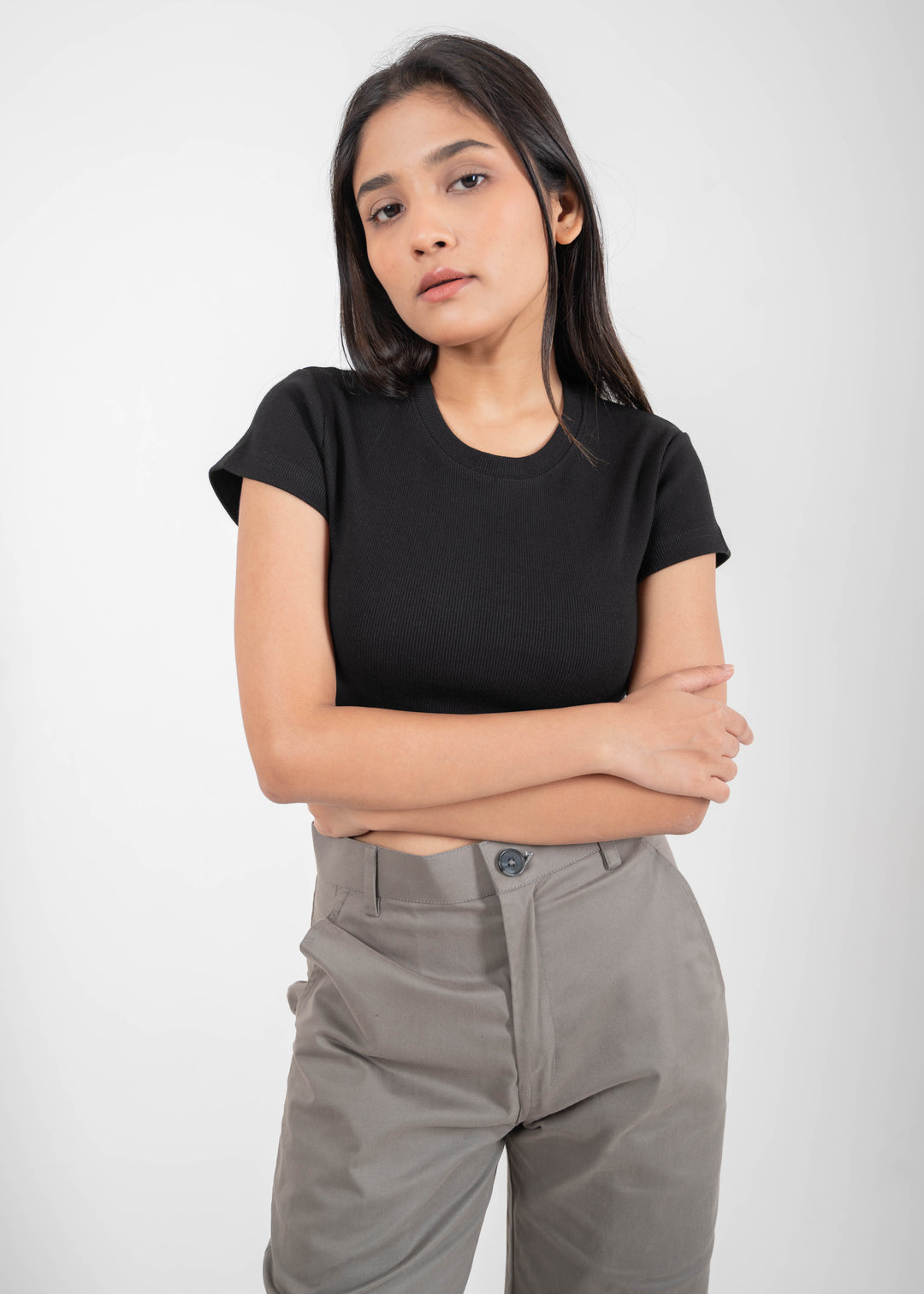 Ribbed All-Day Crop Top — Black