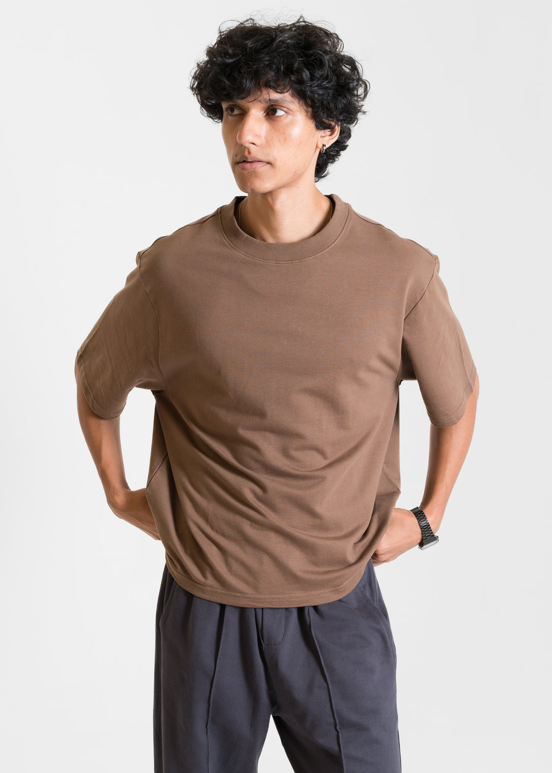 Heavy Box-Fit T-shirt — Brown