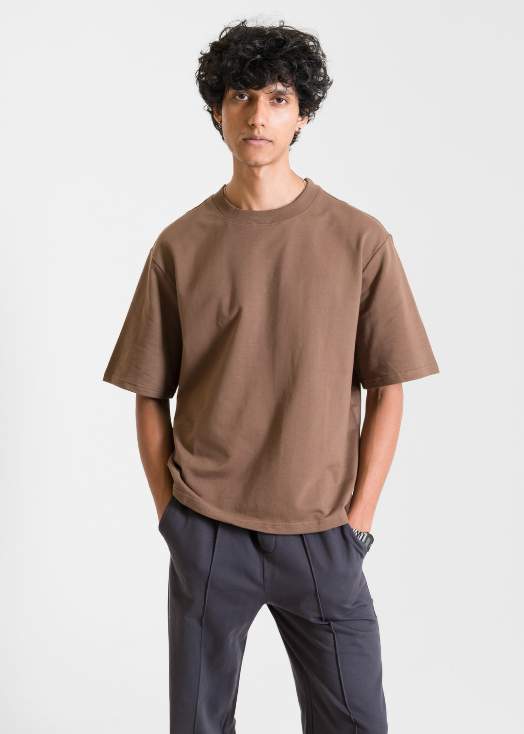 Heavy Box-Fit T-shirt — Brown