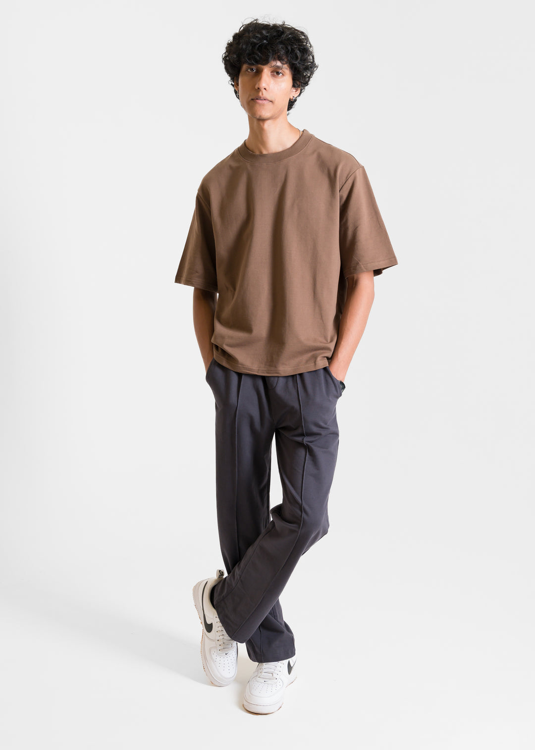 Heavy Box-Fit T-shirt — Brown