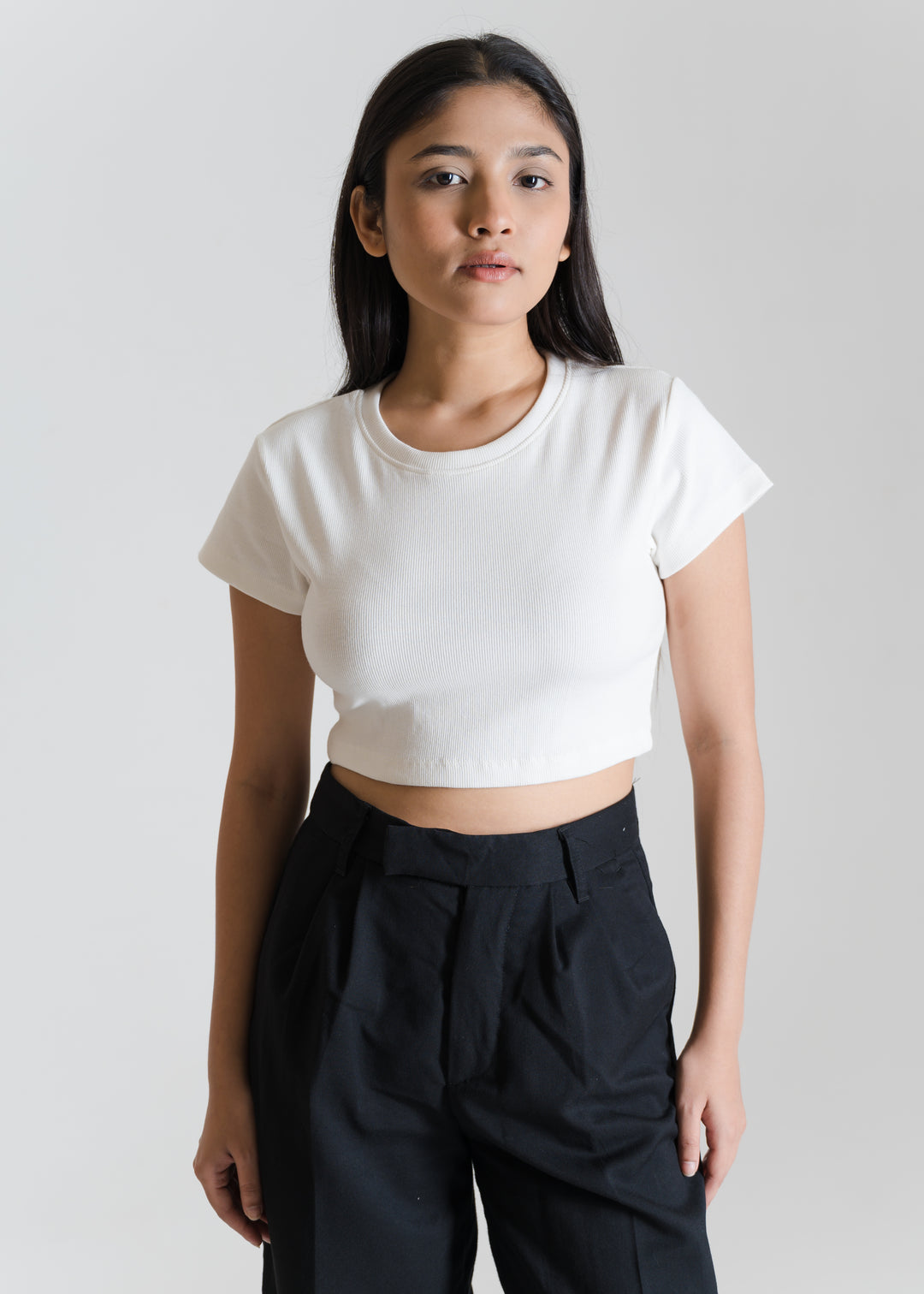 Ribbed All-Day Crop Top — Off White
