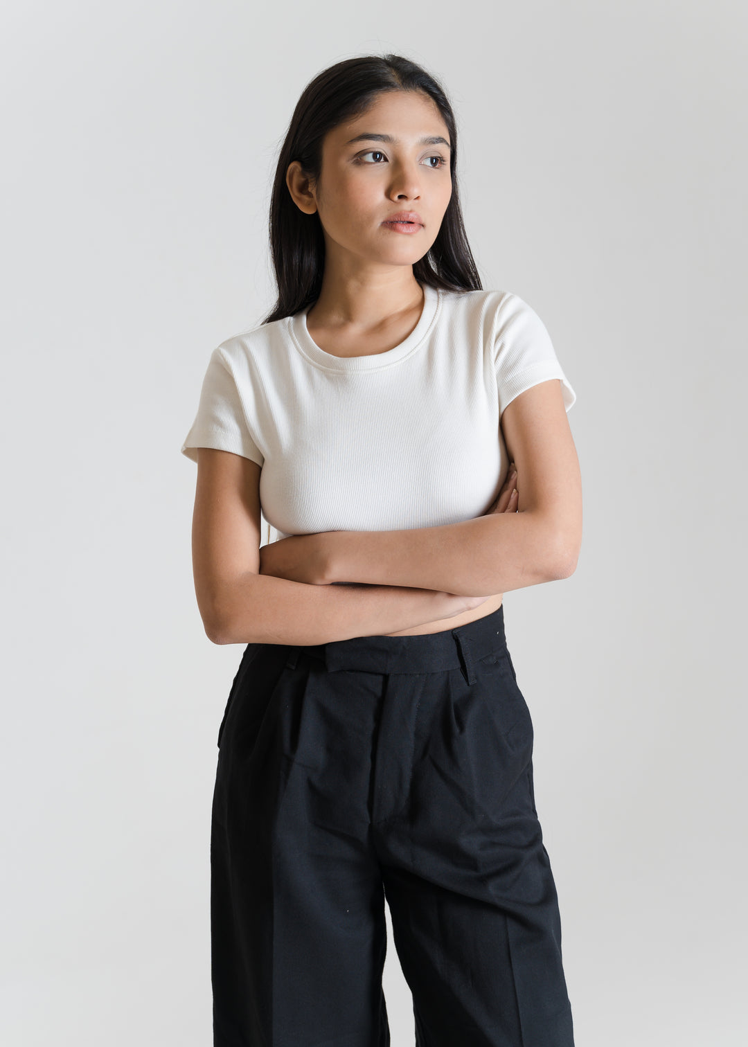 Ribbed All-Day Crop Top — Off White