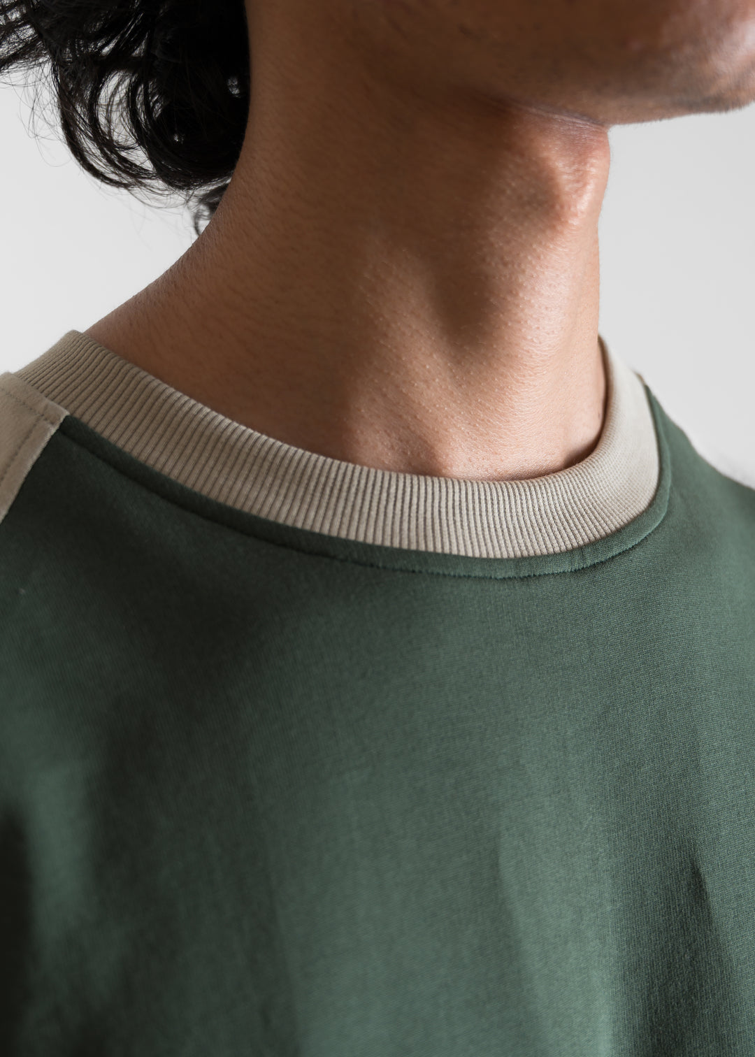 Heavy Relaxed Raglan T-shirt — Green & Khaki