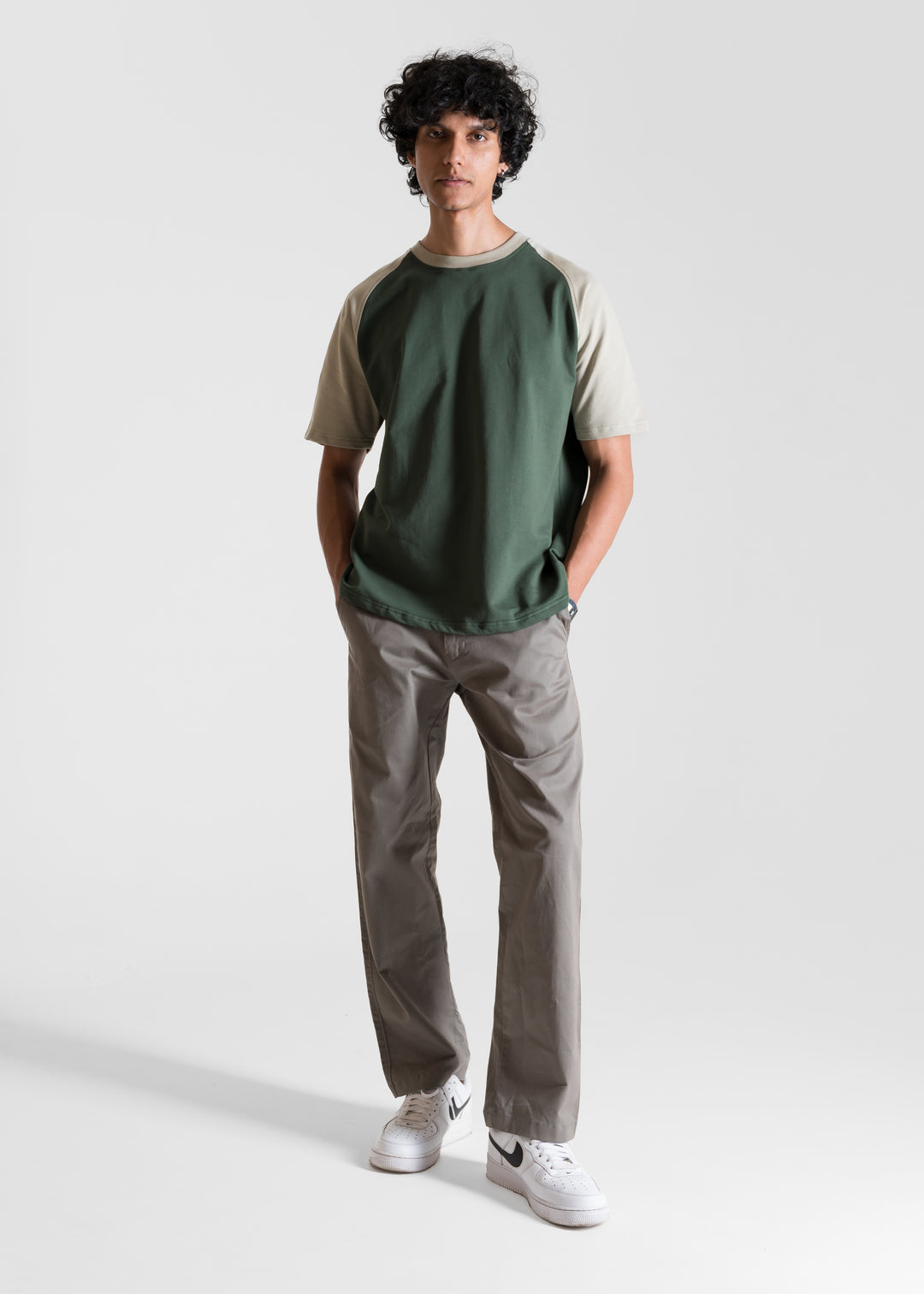Heavy Relaxed Raglan T-shirt — Green & Khaki