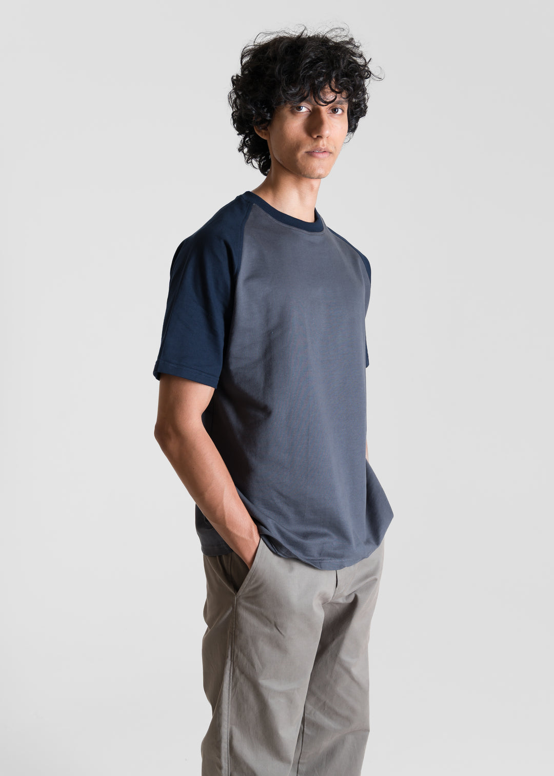 Heavy Relaxed Raglan T-shirt — Dark Grey & Navy