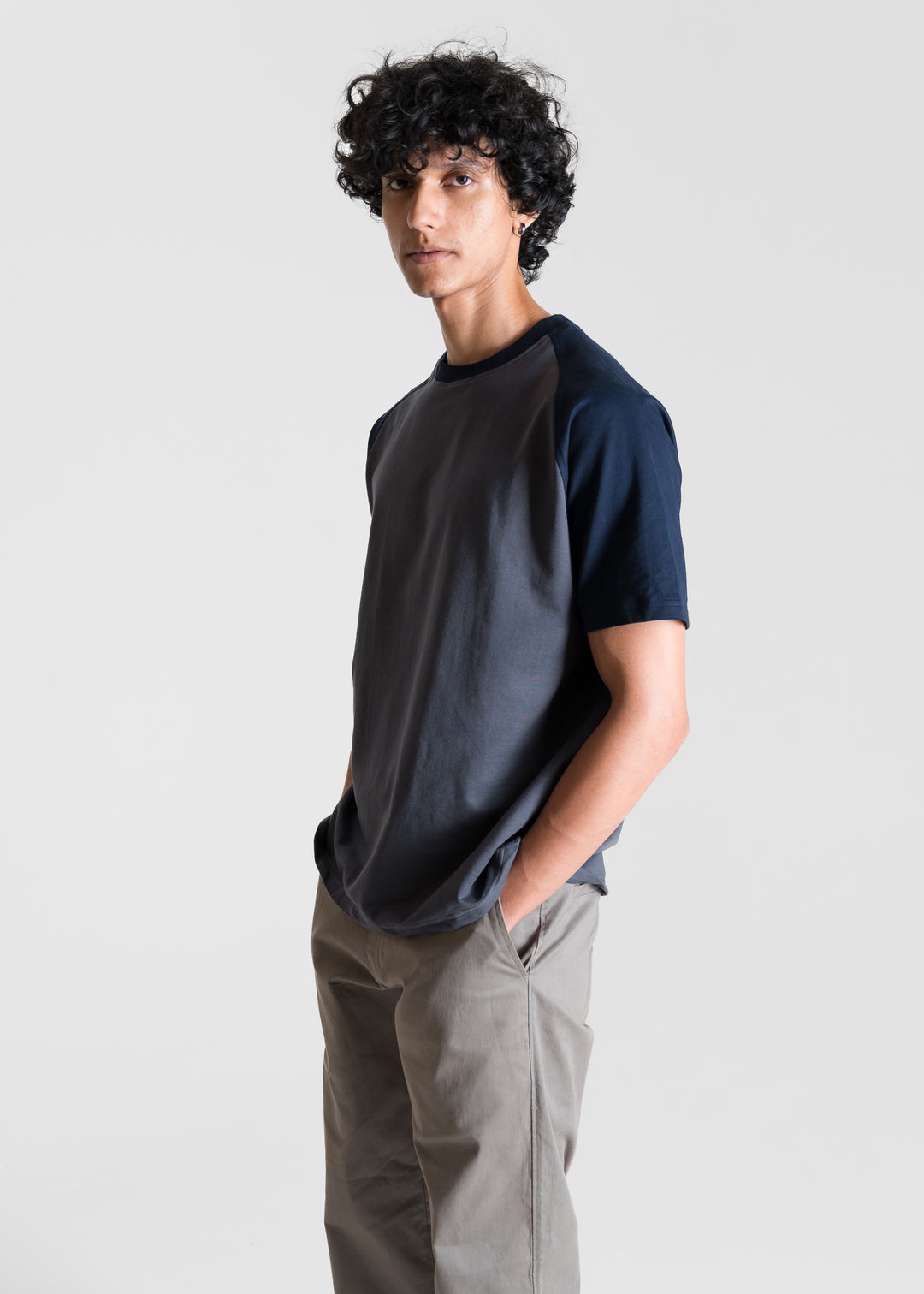 Heavy Relaxed Raglan T-shirt — Dark Grey & Navy