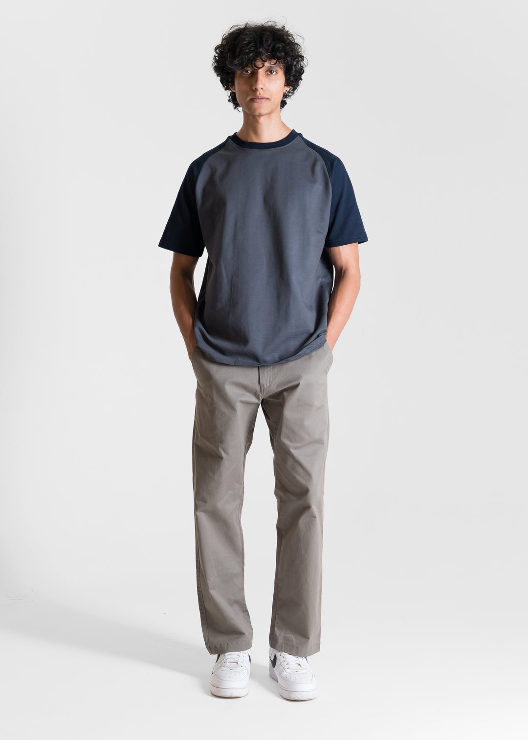 Heavy Relaxed Raglan T-shirt — Dark Grey & Navy