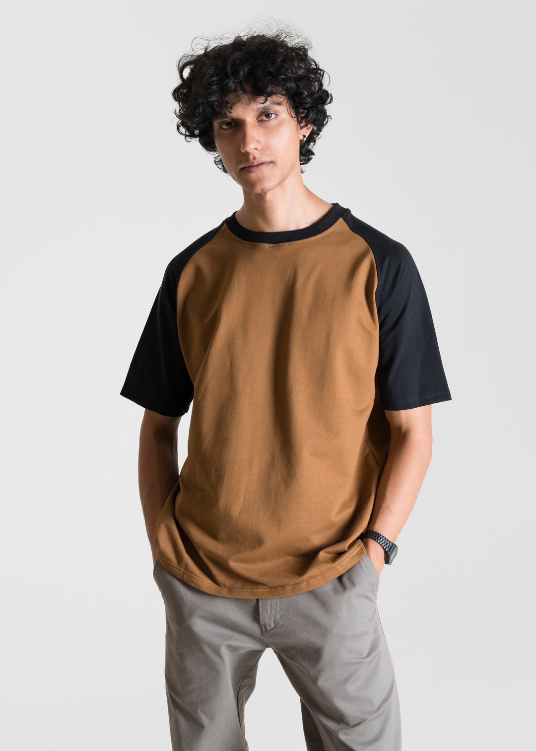 Heavy Relaxed Raglan T-shirt — Brown & Black