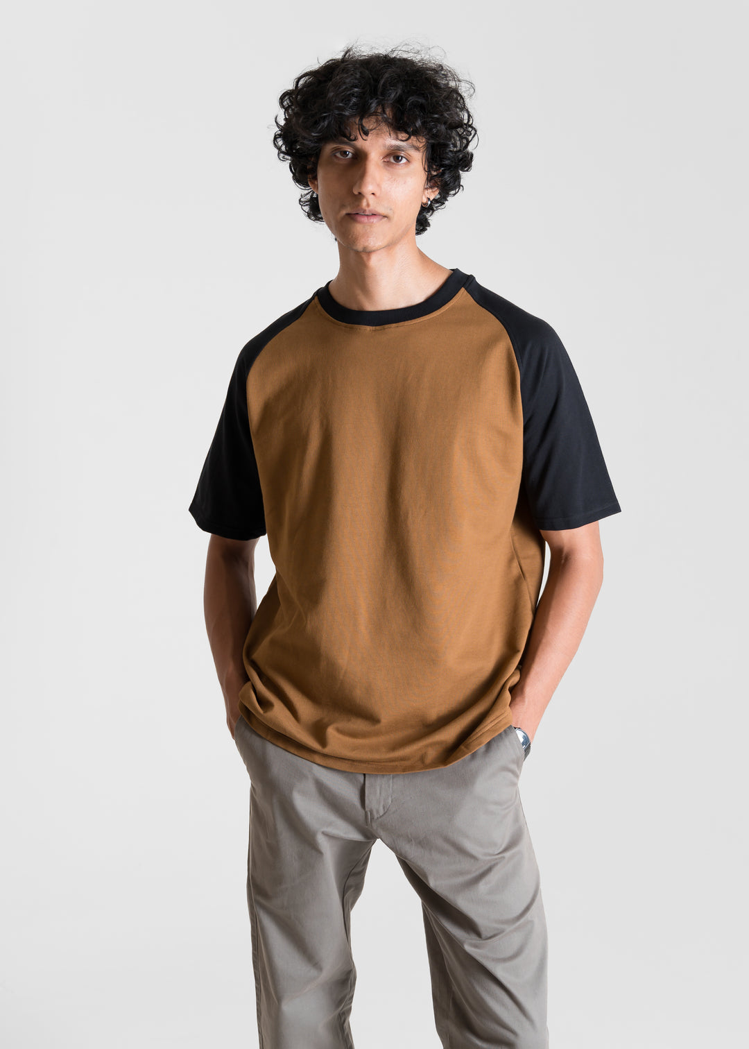 Heavy Relaxed Raglan T-shirt — Brown & Black