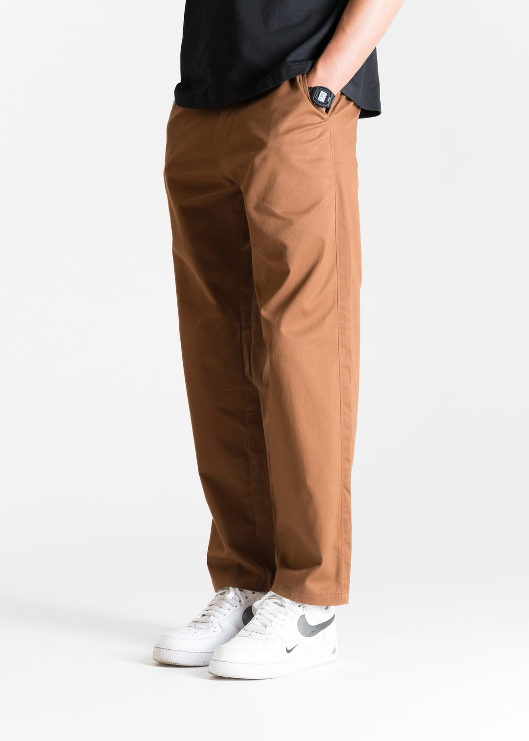 Classic Relaxed Chinos — Brick Brown