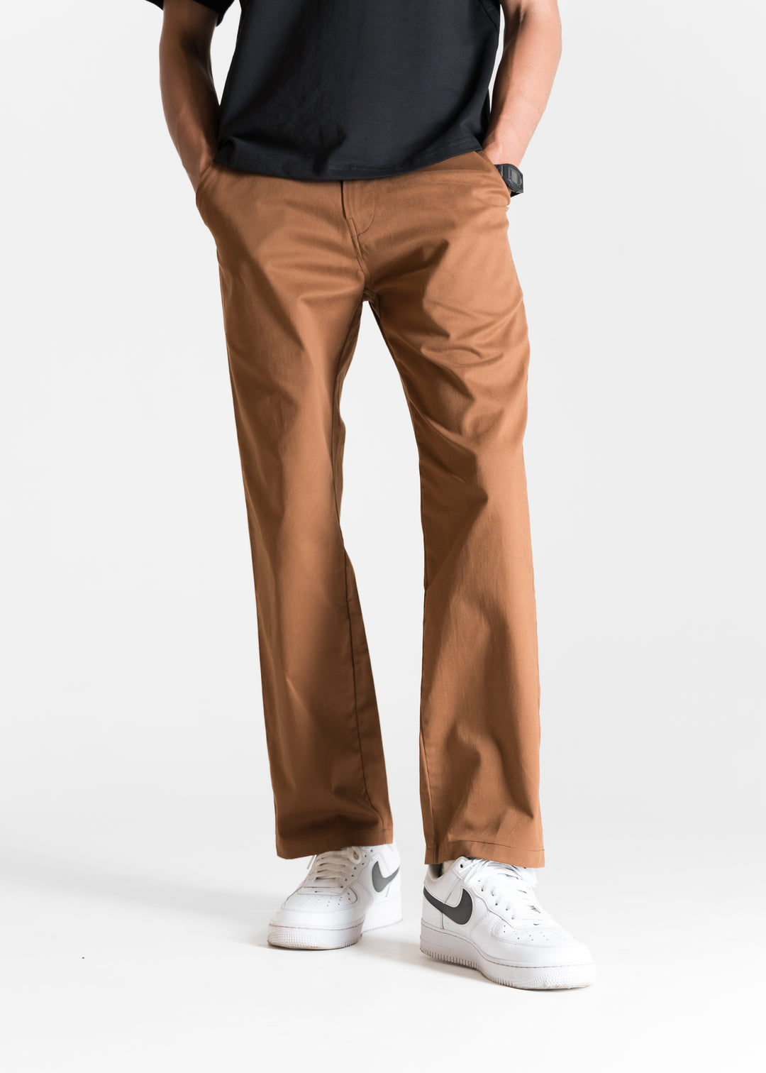 Classic Relaxed Chinos — Brick Brown