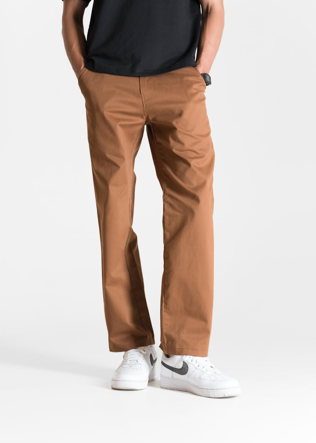 Classic Relaxed Chinos — Brick Brown