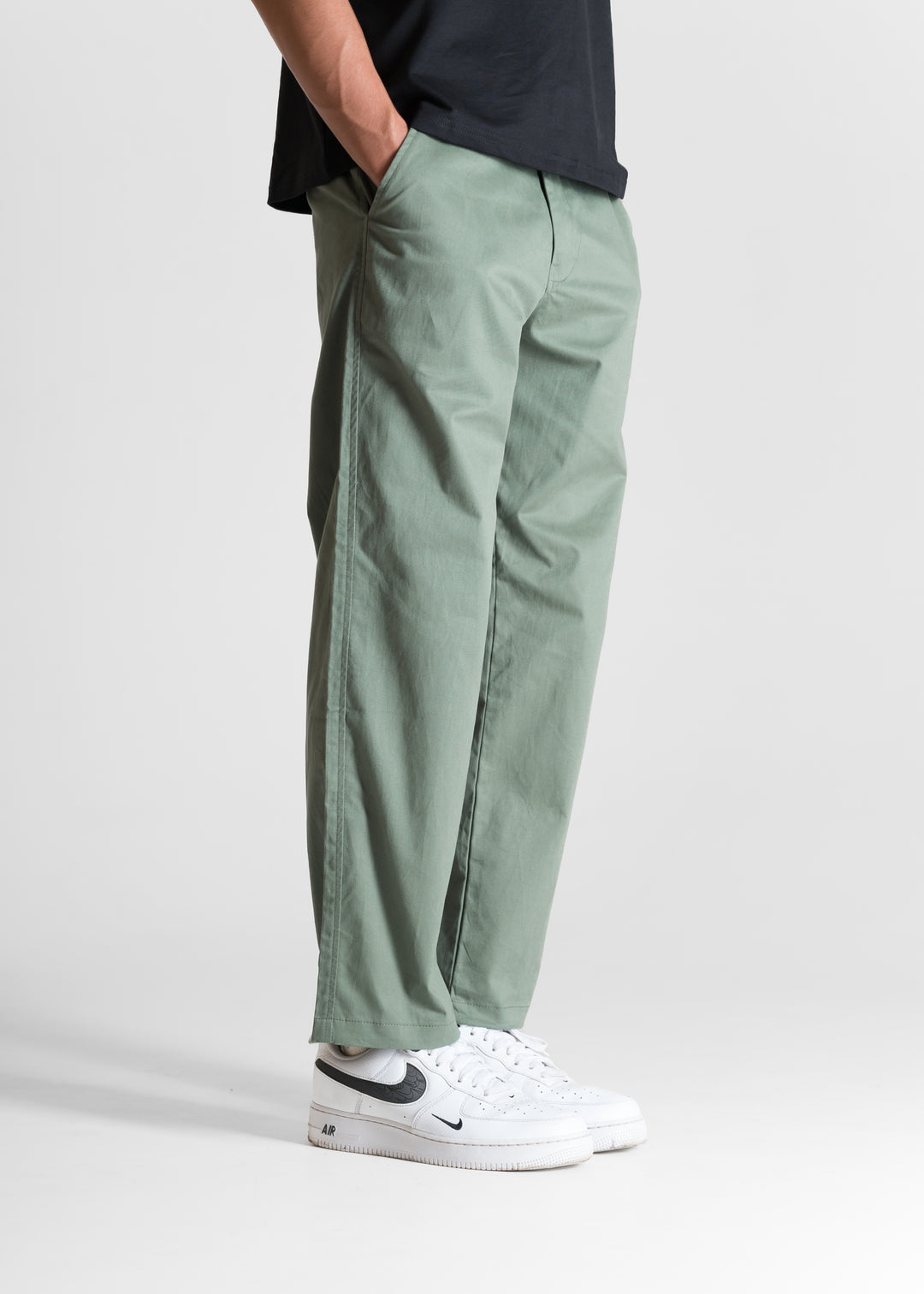 Classic Relaxed Chinos — Muted Green