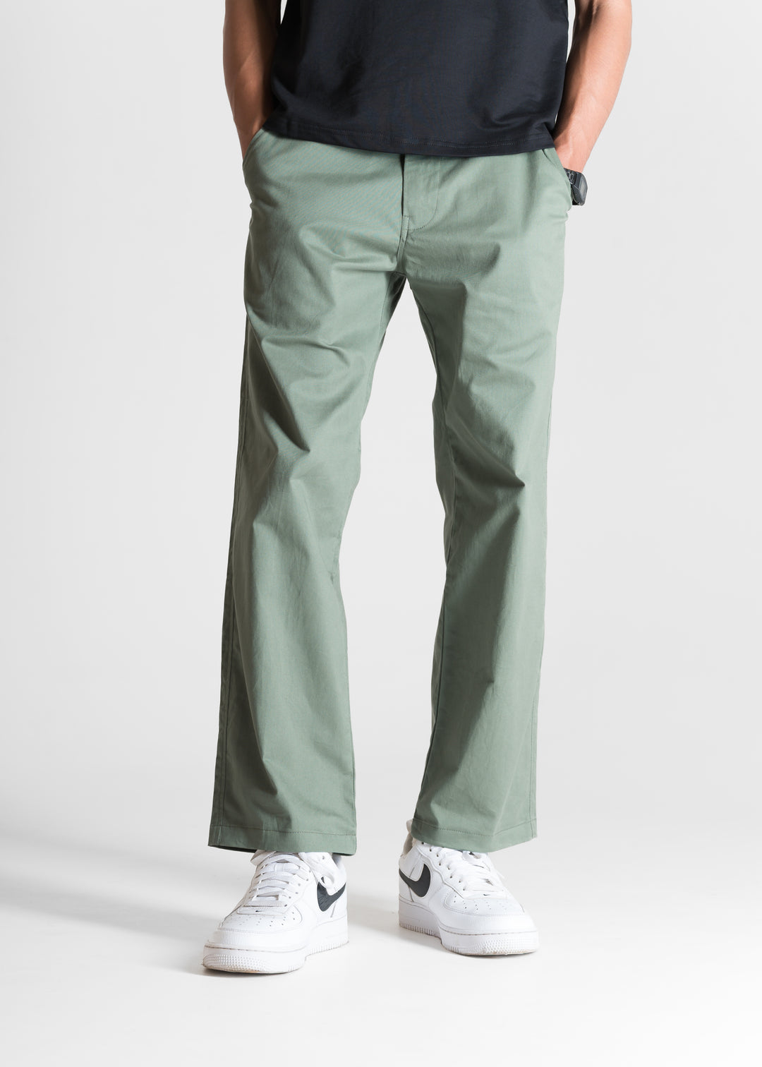 Classic Relaxed Chinos — Muted Green