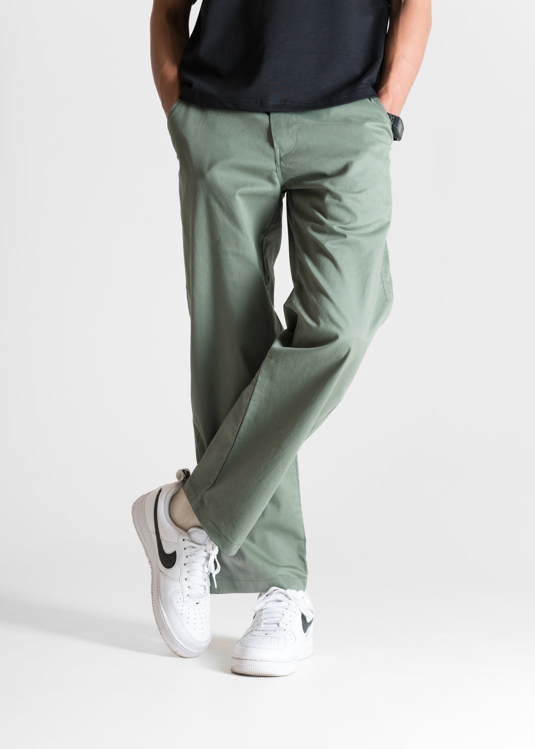 Classic Relaxed Chinos — Muted Green