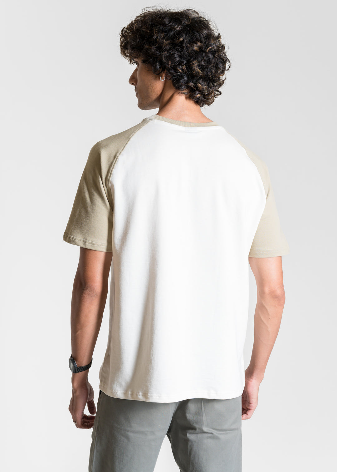 Heavy Relaxed Raglan T-shirt — Khaki & White