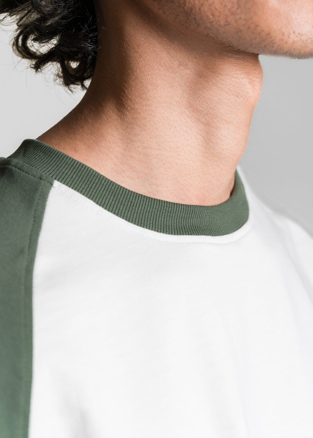 Heavy Relaxed Raglan T-shirt — Green & White