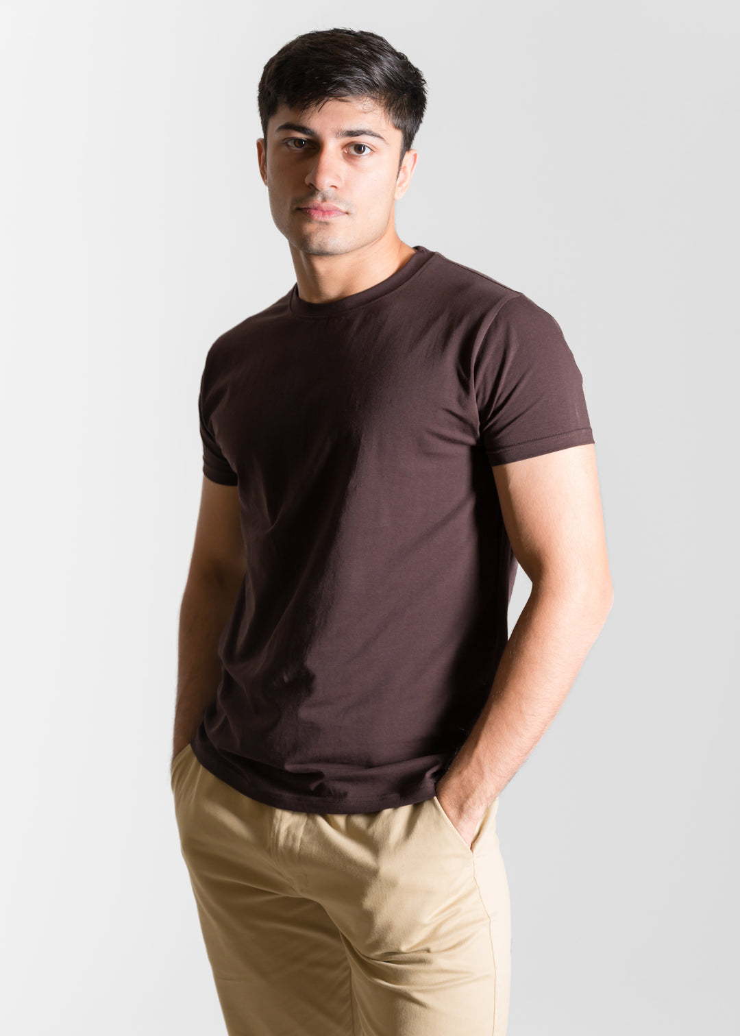 Stretch Slim Core T-shirt — Dark Brown