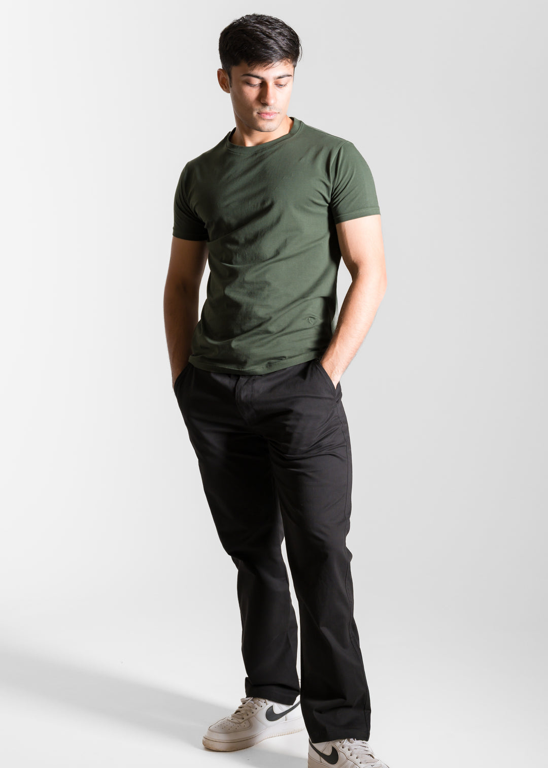 Stretch Slim Core T-shirt — Dark Olive