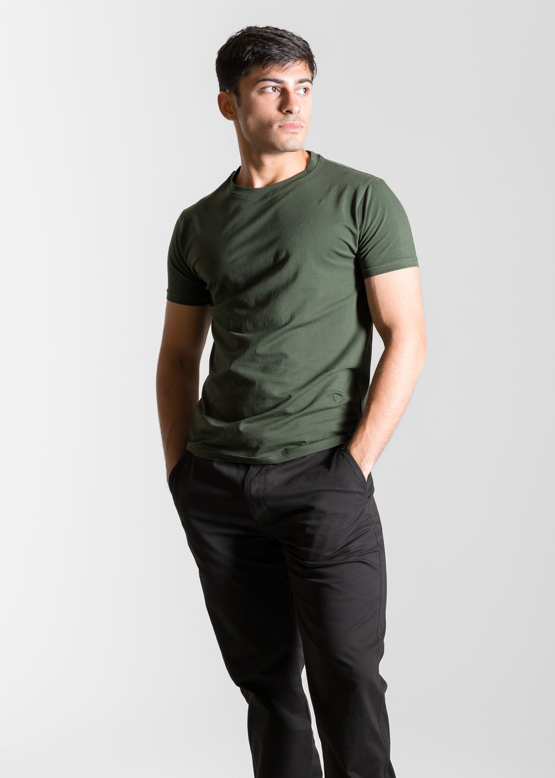 Stretch Slim Core T-shirt — Dark Olive