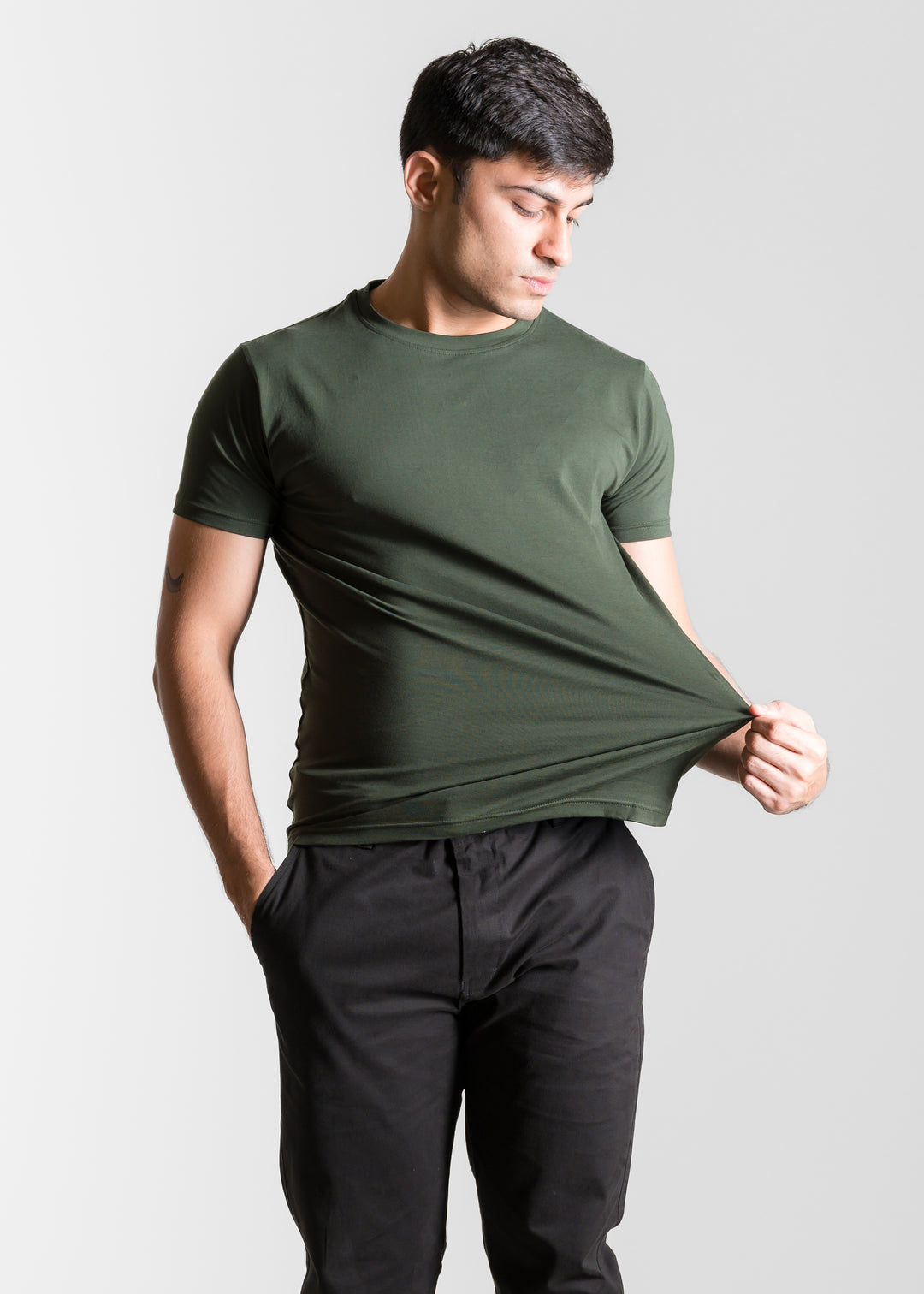 Stretch Slim Core T-shirt — Dark Olive