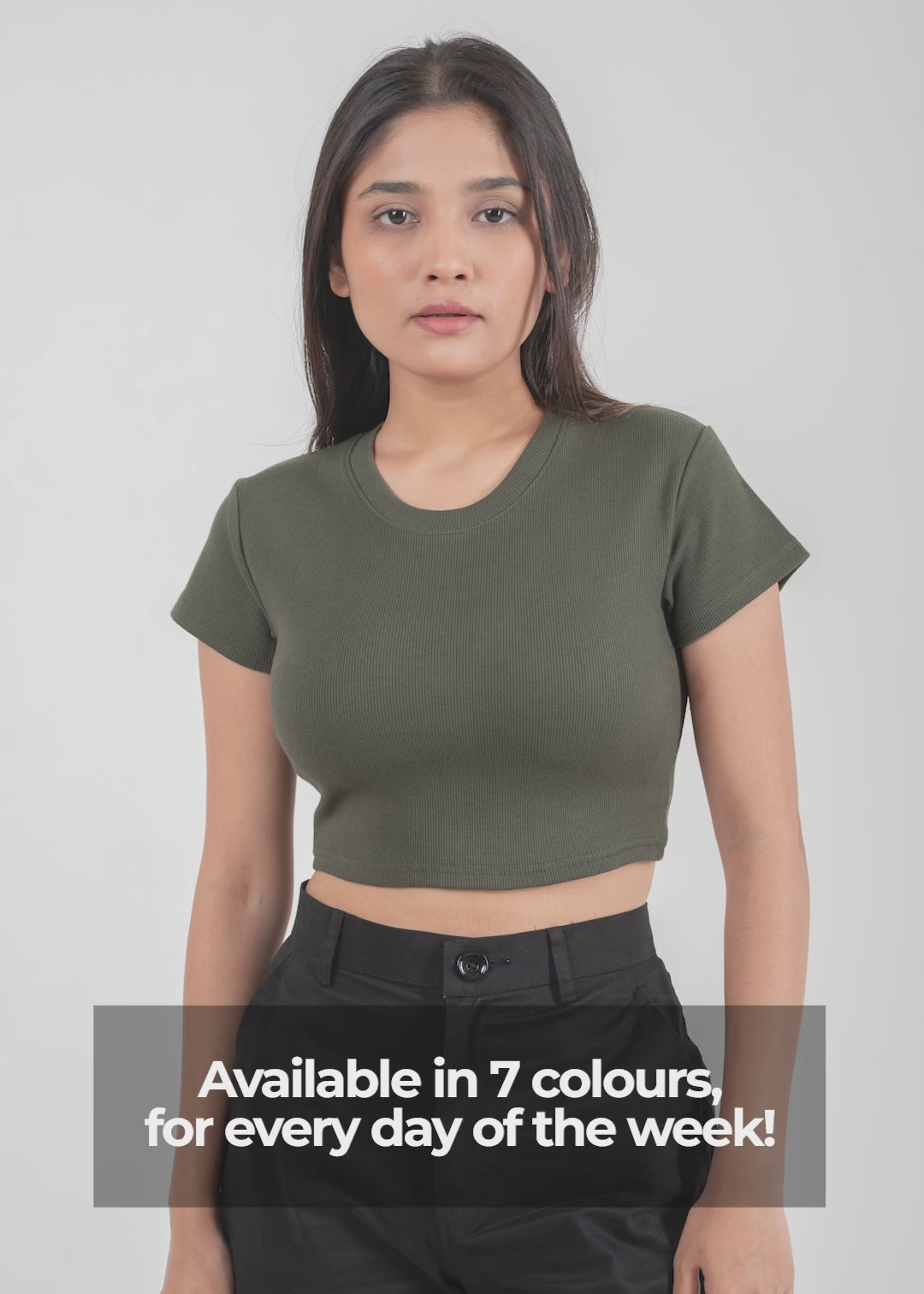 Ribbed All-Day Crop Top — Olive