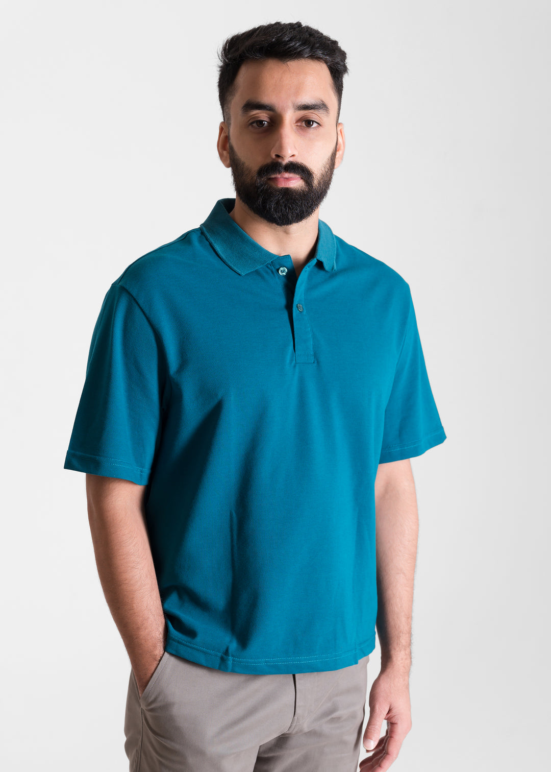 Teal — Cropped (Box Fit) Polo