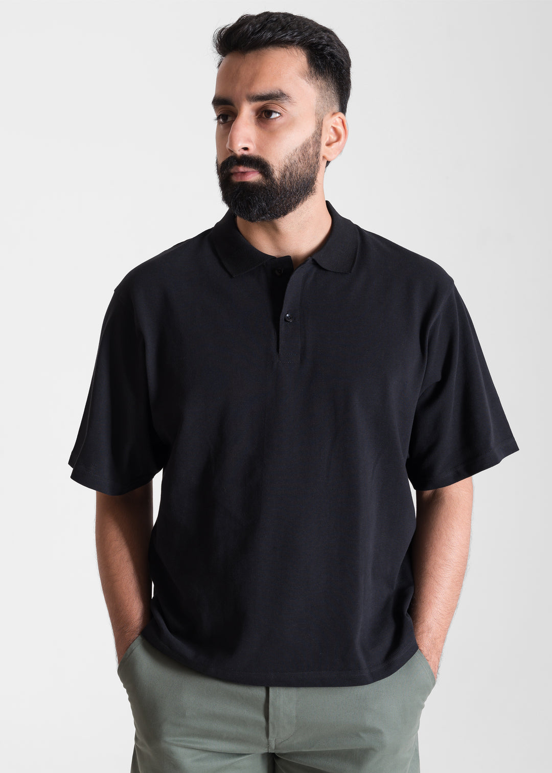 Black — Cropped (Box Fit) Polo