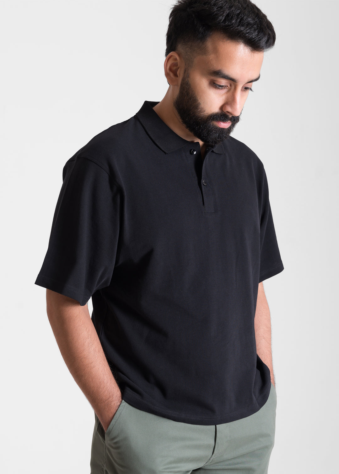 Black — Cropped (Box Fit) Polo