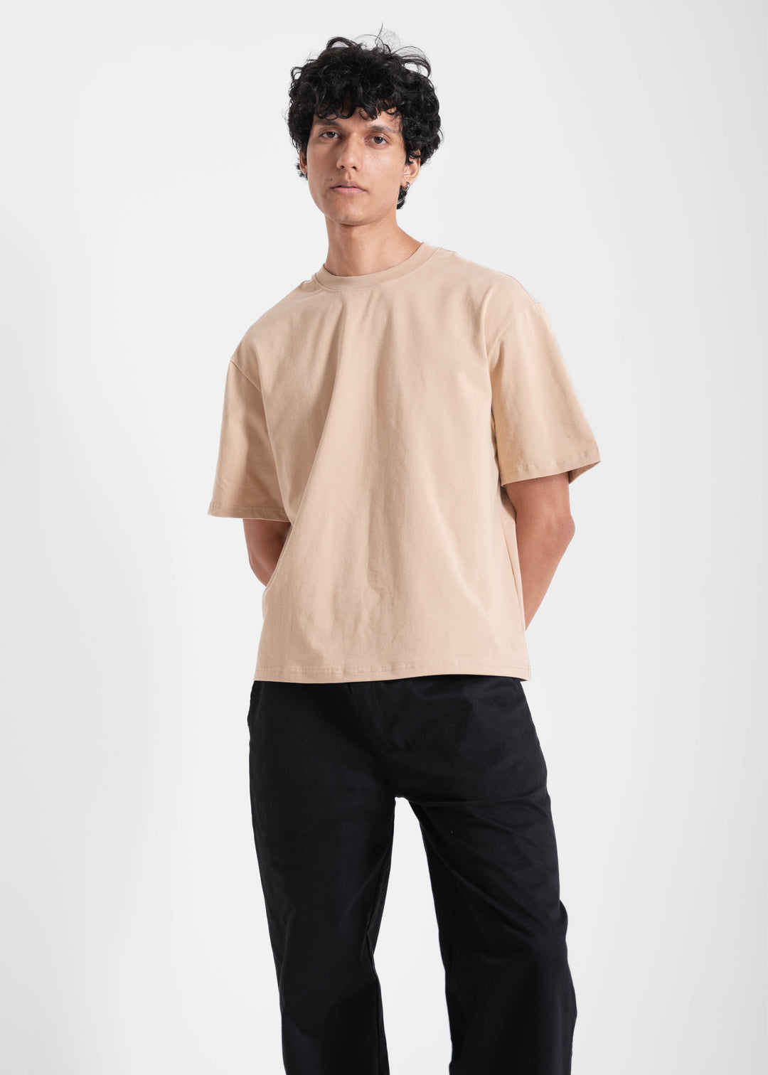 Beige — Box Fit (Cropped) T-Shirt