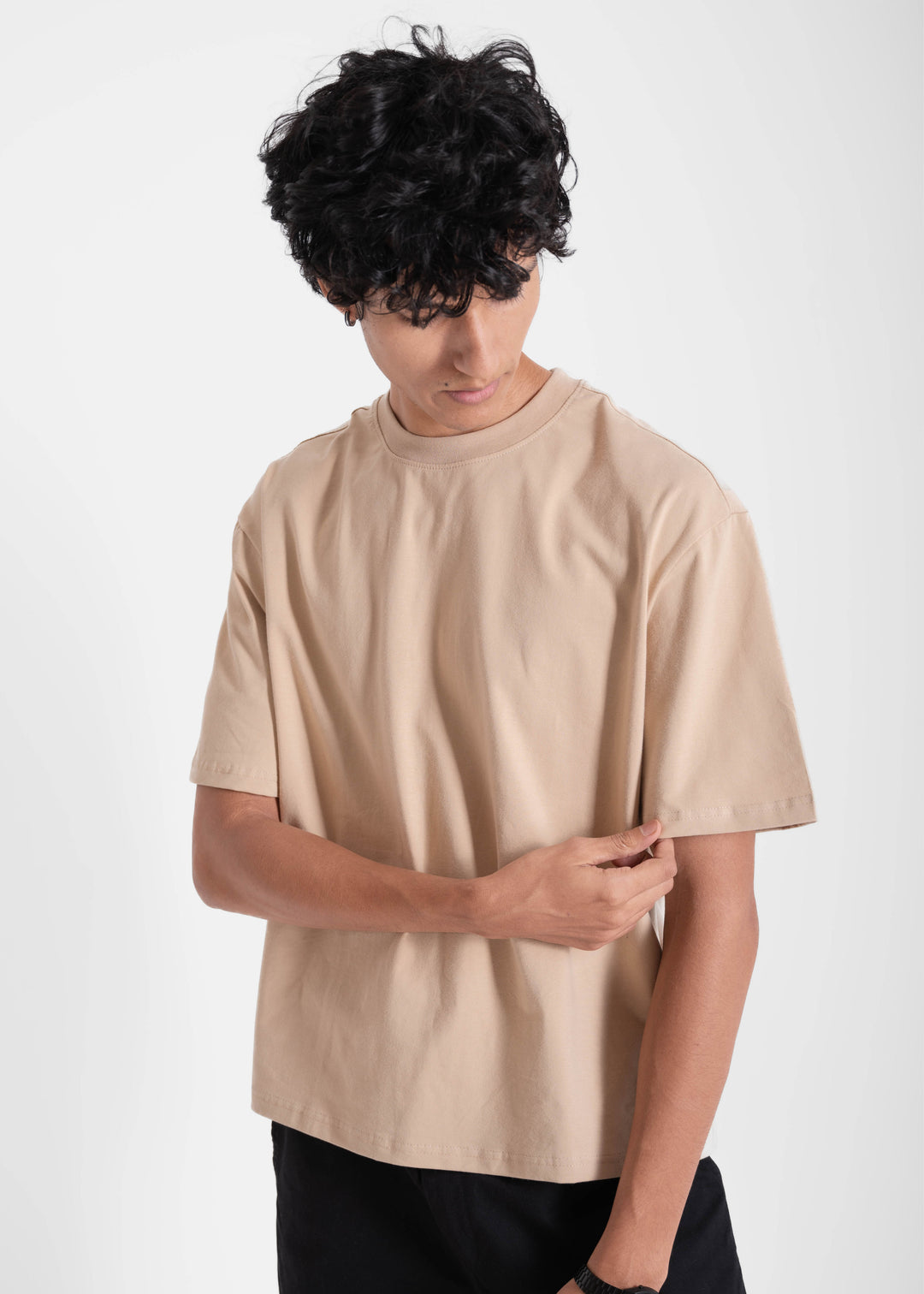 Beige — Box Fit (Cropped) T-Shirt