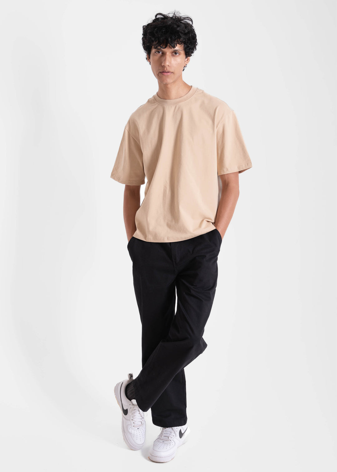 Beige — Box Fit (Cropped) T-Shirt