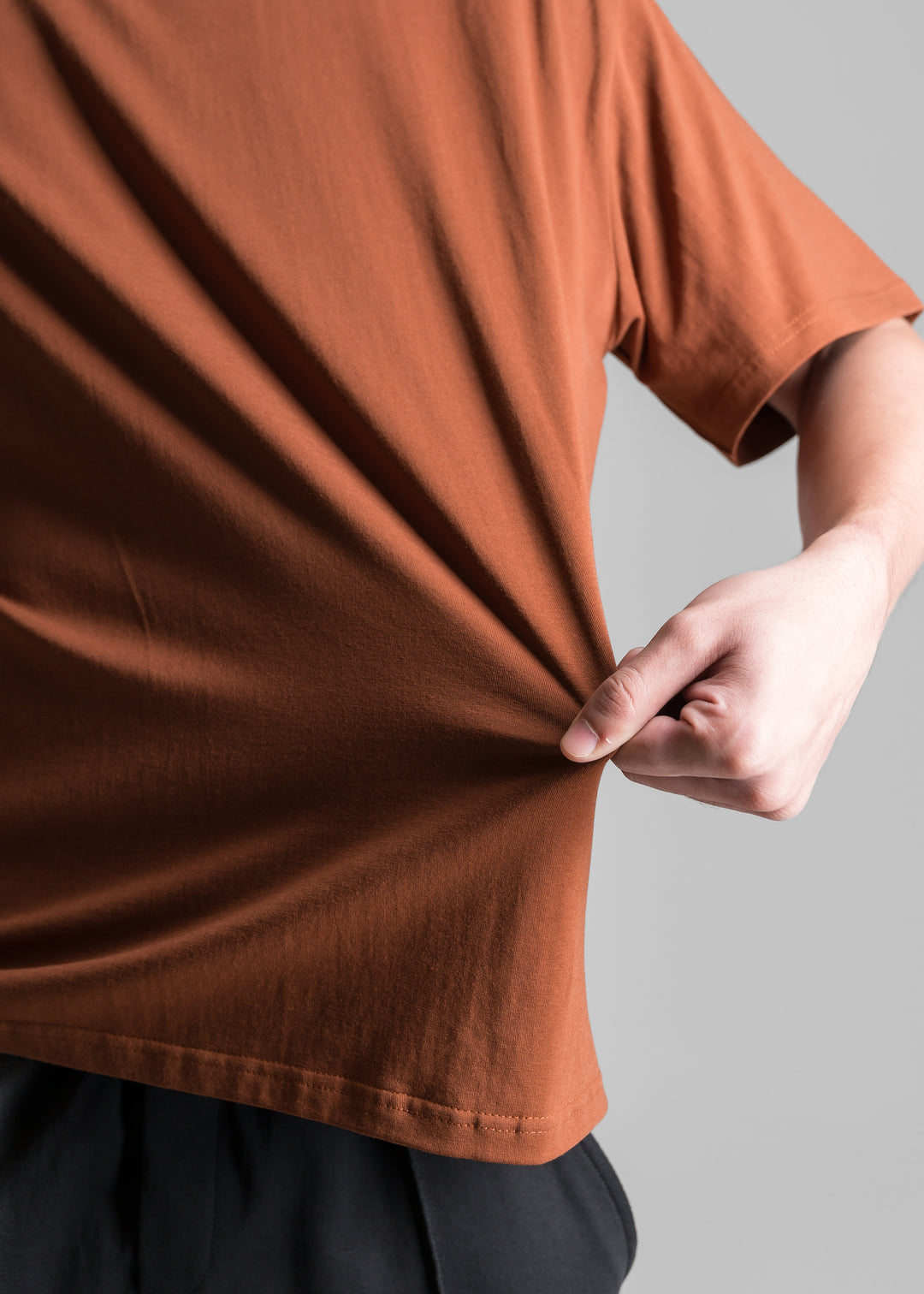 Stretch Box-Fit T-shirt — Brick Brown