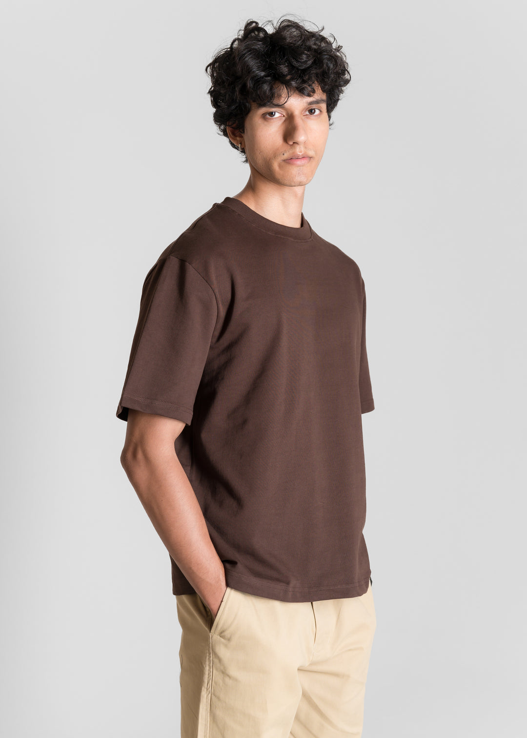 Heavy Box-Fit T-shirt — Dark Brown