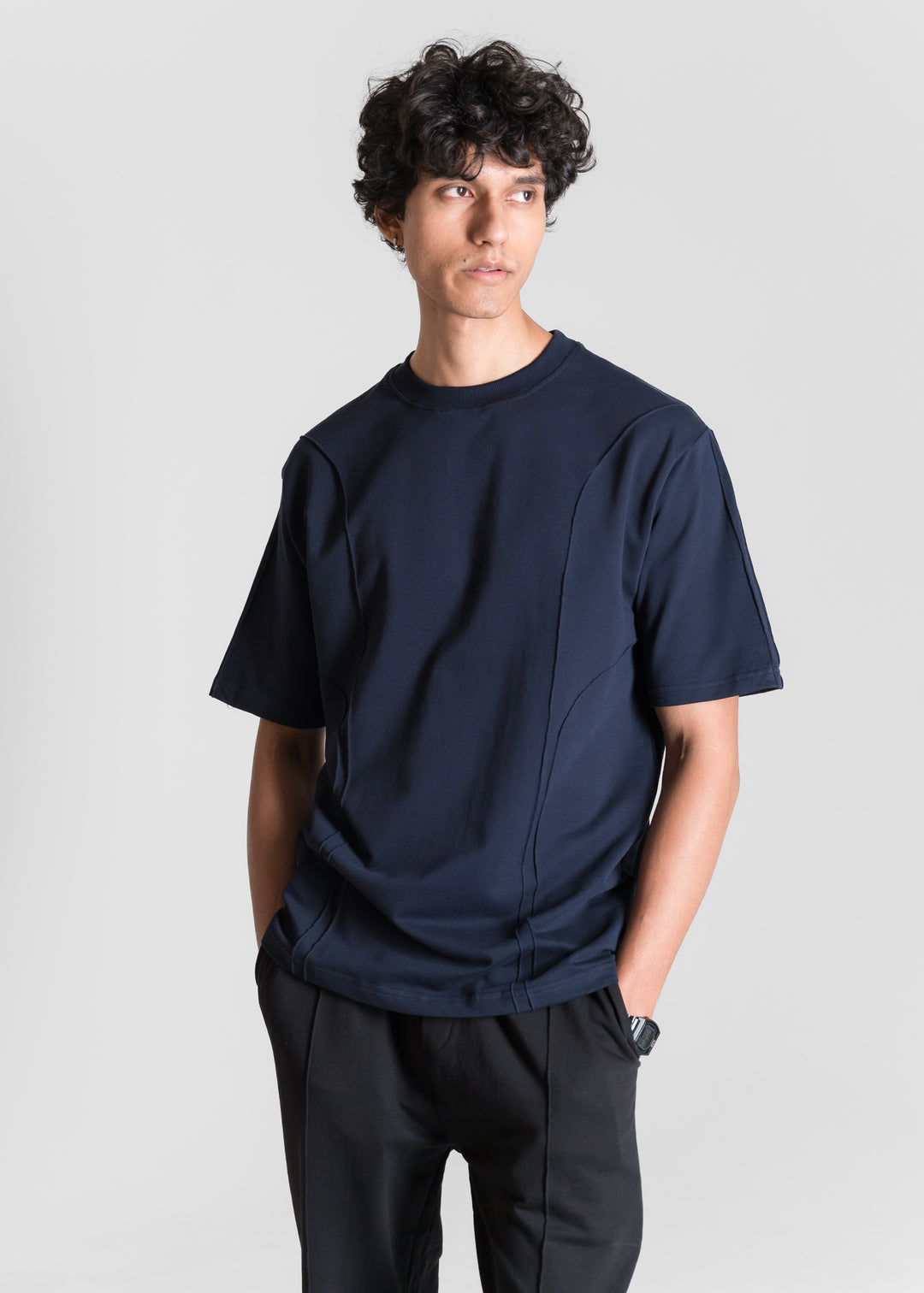 Heavy Relaxed Ridge T-shirt — Navy Blue