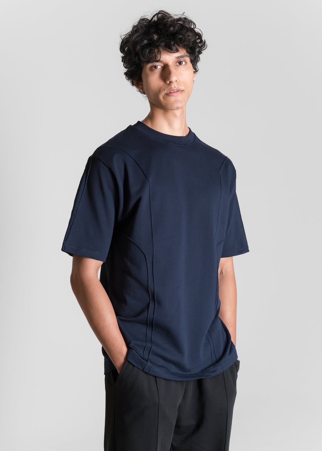 Heavy Relaxed Ridge T-shirt — Navy Blue