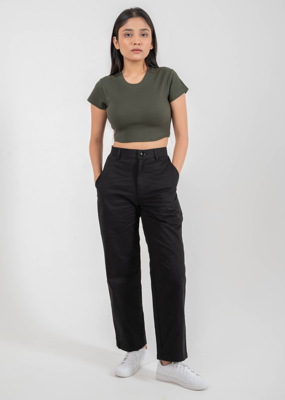 Ribbed All-Day Crop Top — Olive