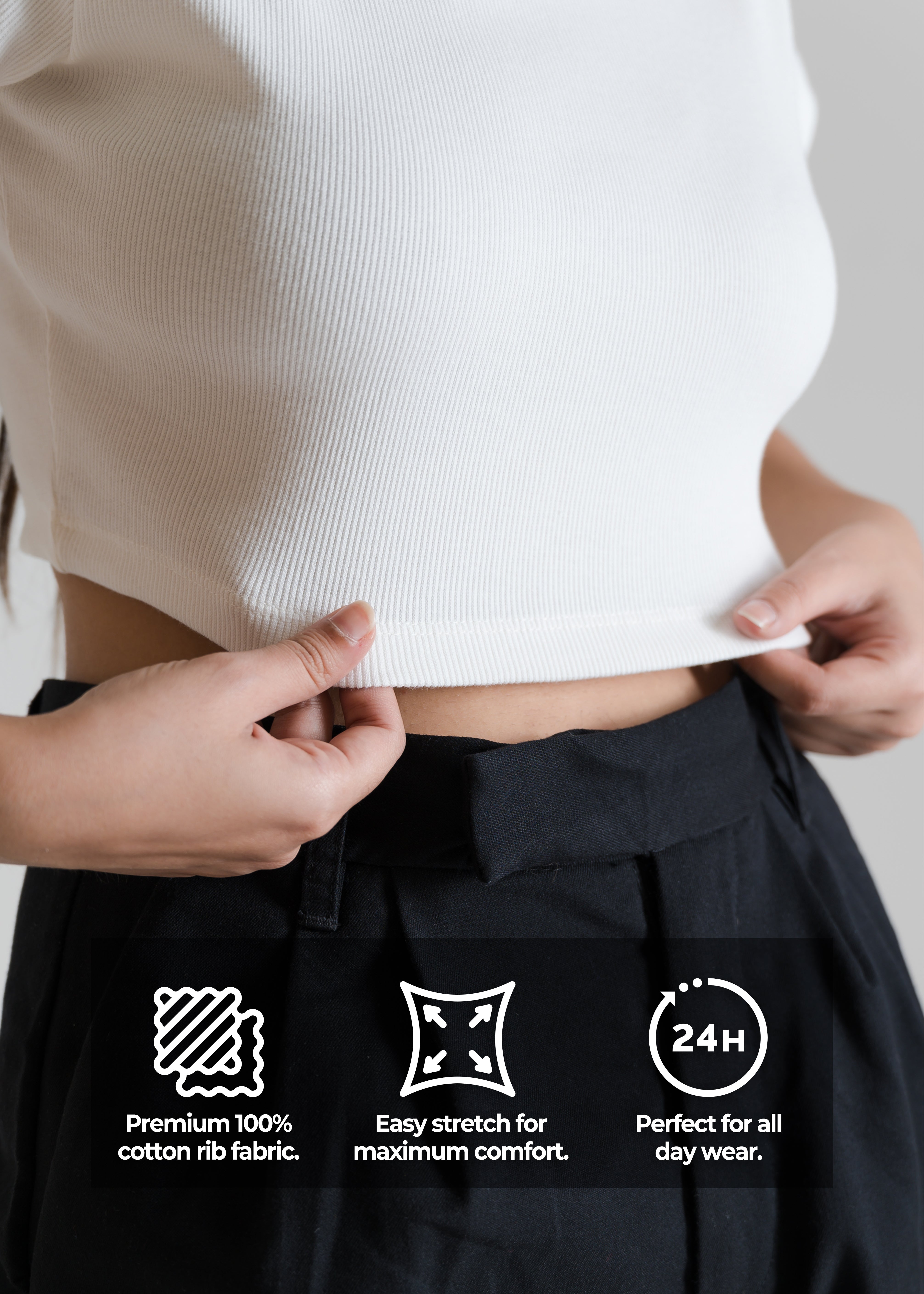 Ribbed All-Day Crop Top — Beige – Desi Minimals