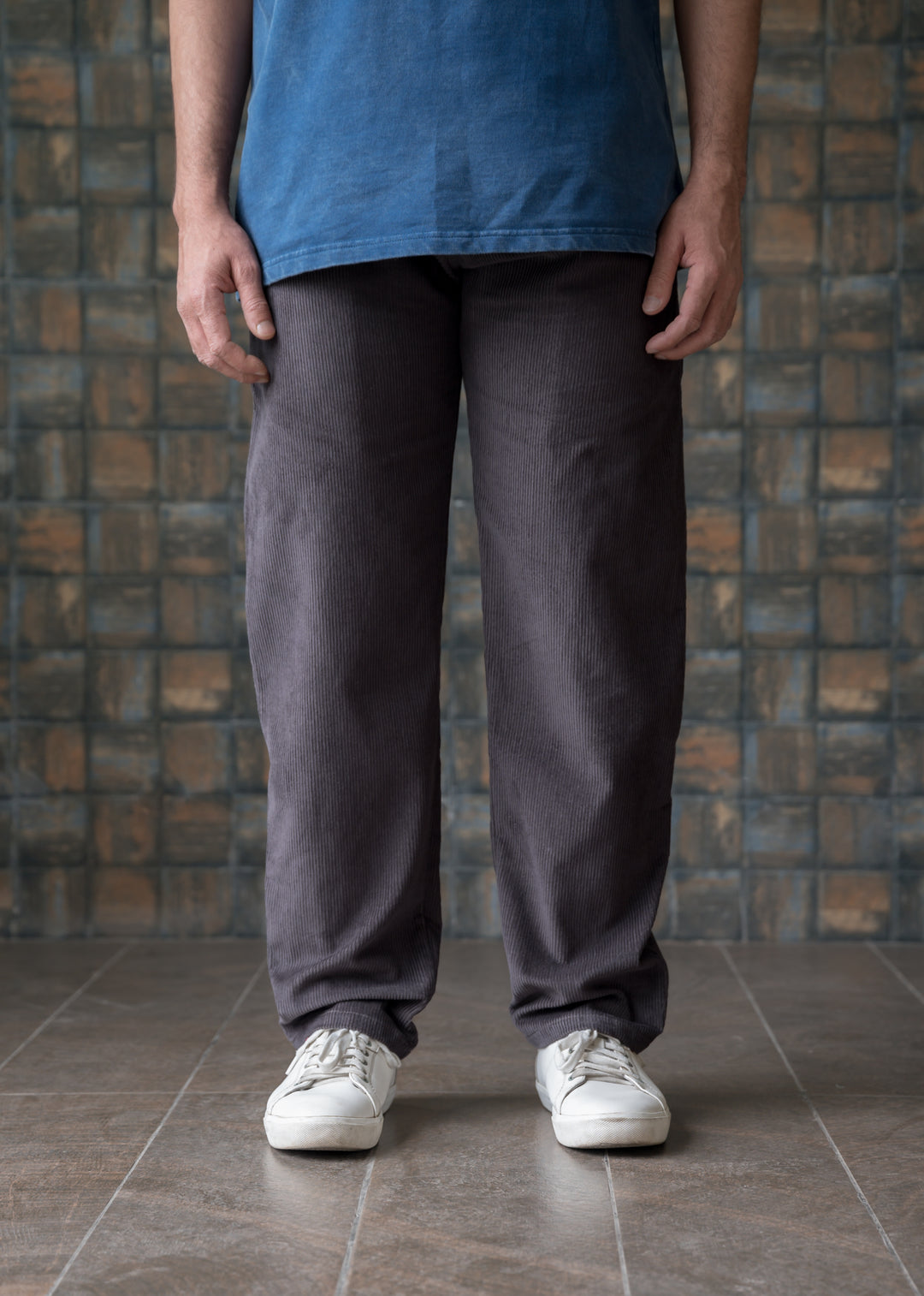 Dark Grey — Corduroy Straight Fit Trousers