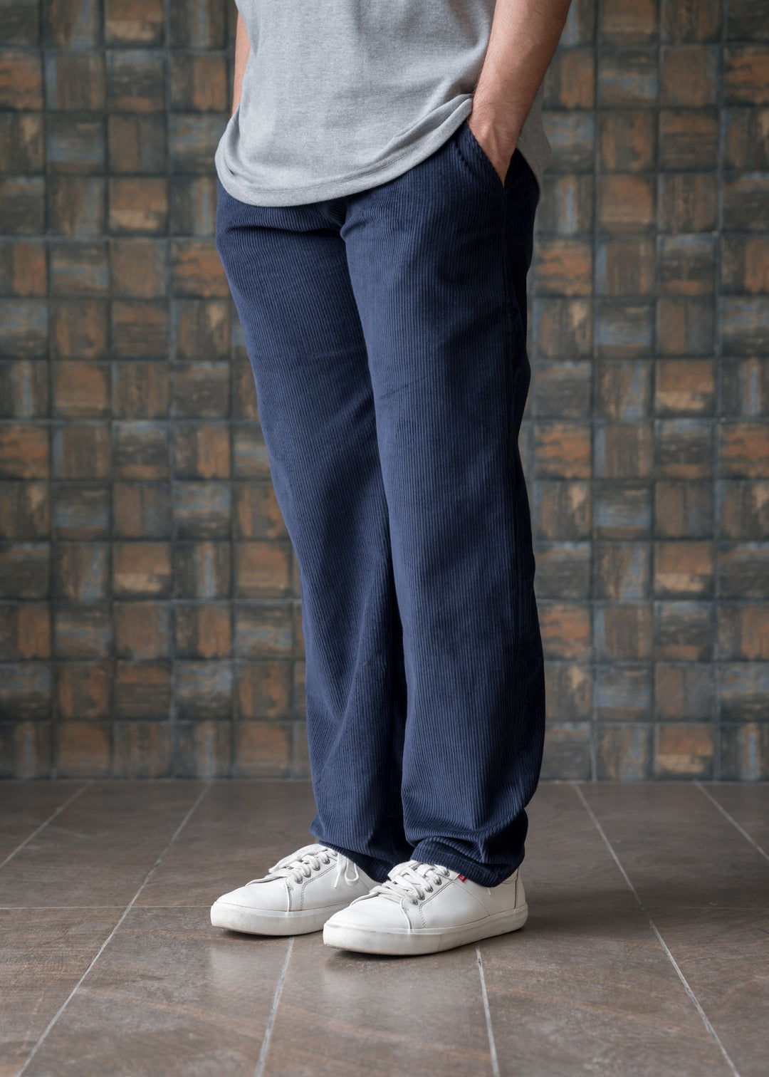 Navy Blue — Corduroy Straight Fit Trousers