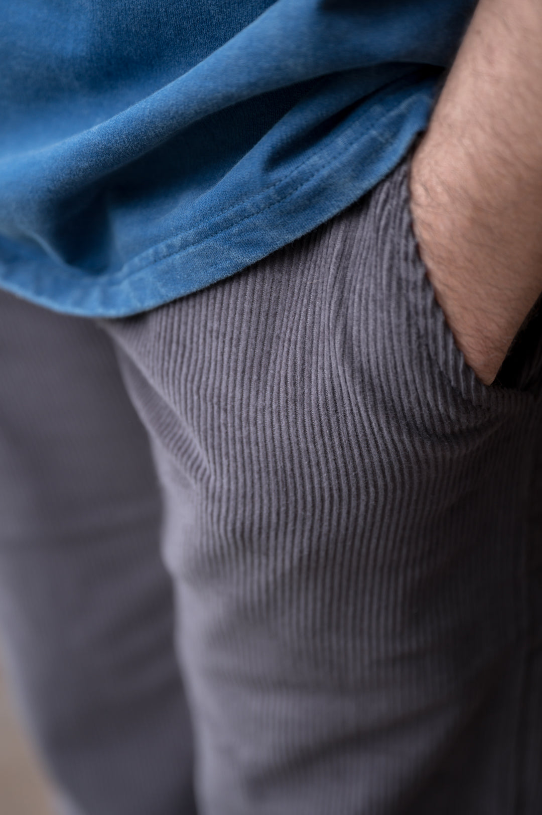 Dark Grey — Corduroy Straight Fit Trousers